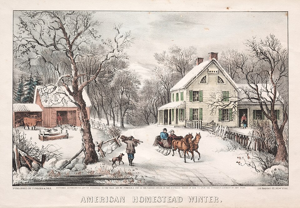 American Homestead, Winter by Currier & Ives