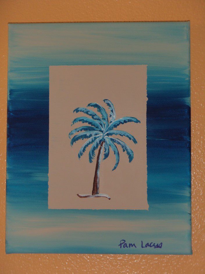 Colorful Palm Trees Blue 8x10